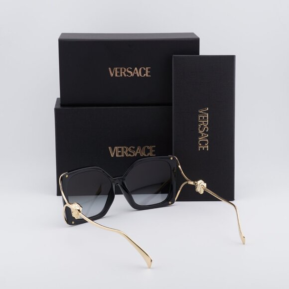 Versace VE4502U GB1/87 Square Sunglasses – Black Gold/Grey Gradient - Picture 3 of 9